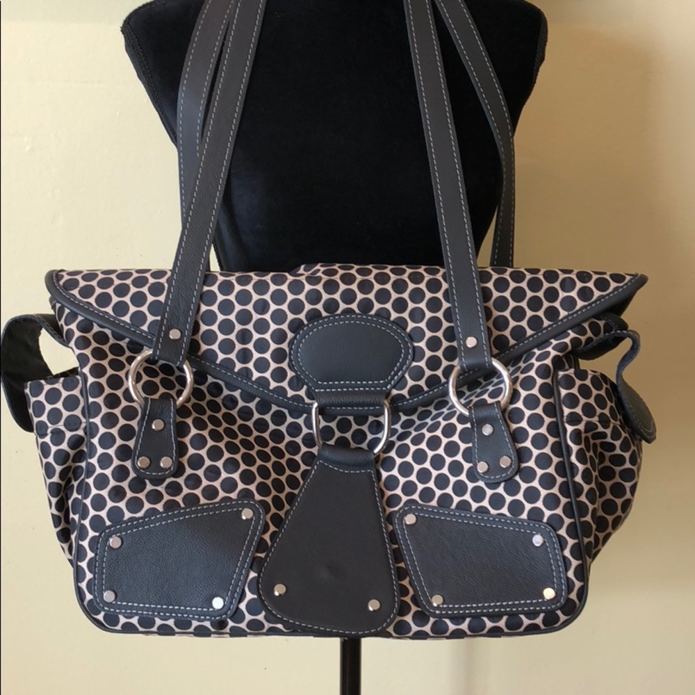 Mia Bossi Tan with Black Polka Dots Diaper Bag